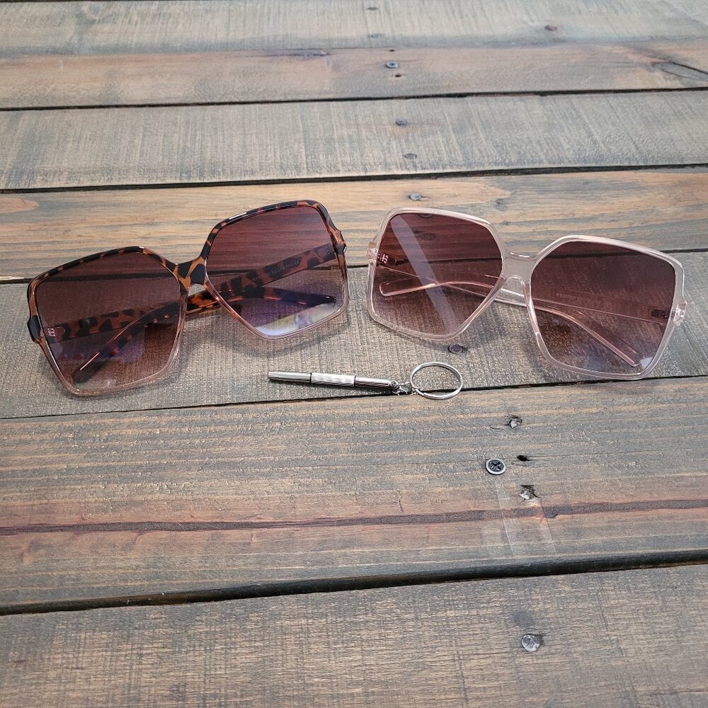 Women’s Oversized Square Sunglasses - Brown Tortoise & Pink Frames